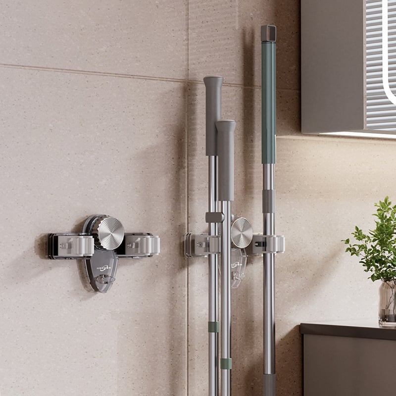Space-Saving Mop and Broom Organizer with Strong Suction Cups