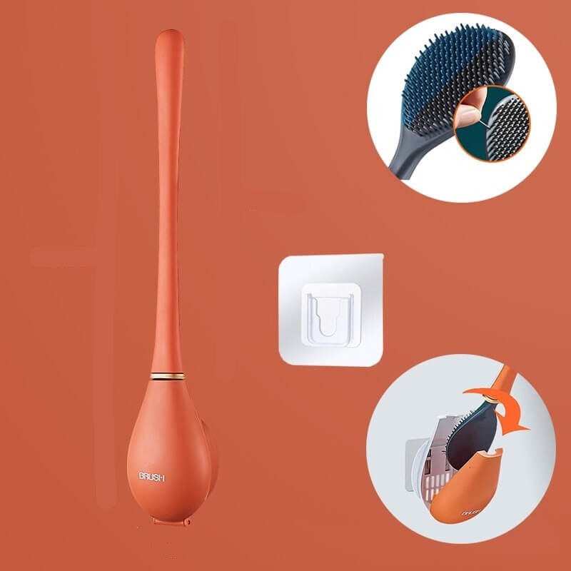 Wall-Mounted Toilet Brush with Flexible Head and Quick-Dry Holder