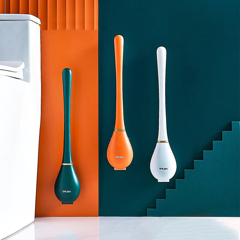 Wall-Mounted Toilet Brush with Flexible Head and Quick-Dry Holder