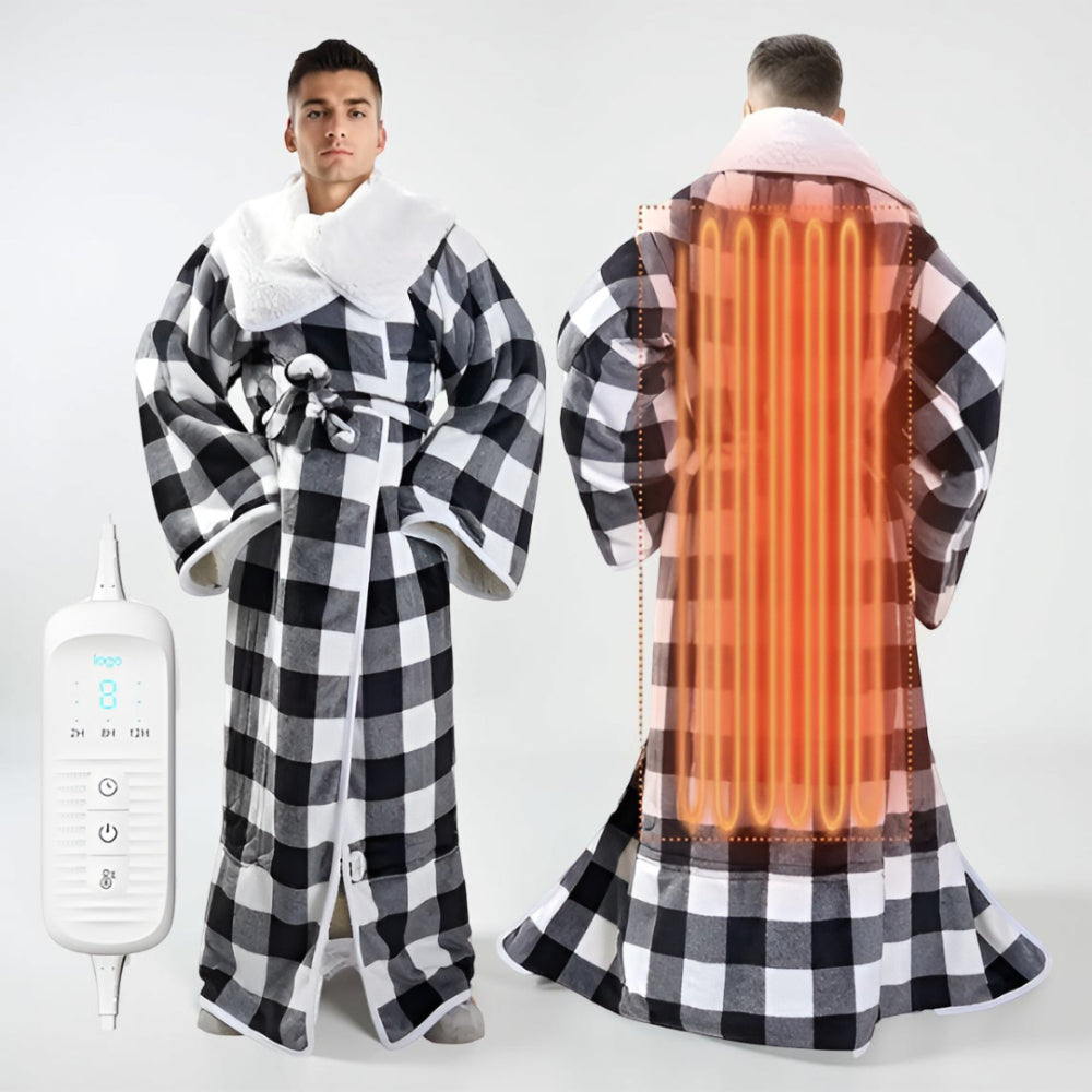 Cozy Smart Heated Blanket Robe with Hood and Pockets