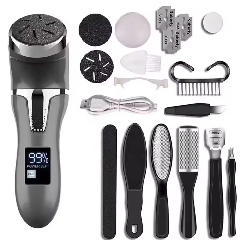 Rechargeable Pedicure Device with LCD, Dust Collection, and Callus Removal