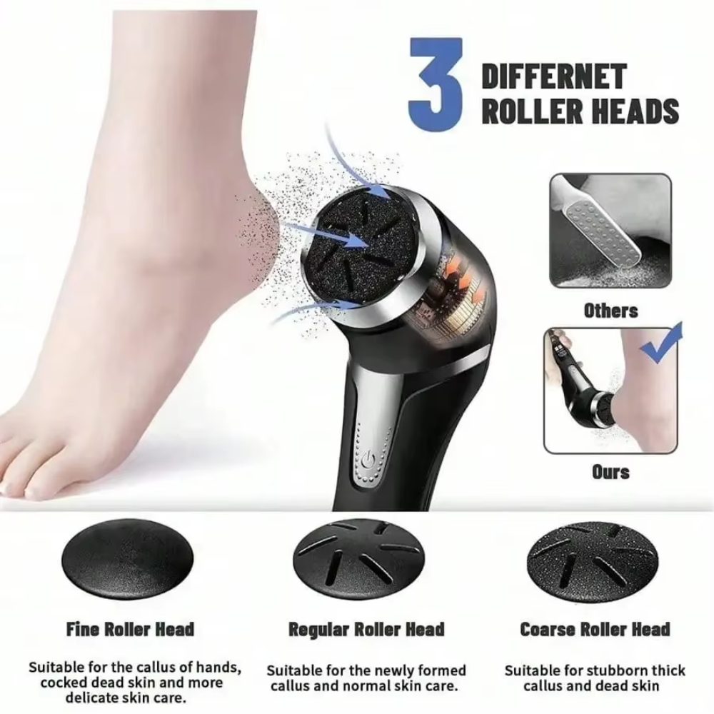 Rechargeable Pedicure Device with LCD, Dust Collection, and Callus Removal