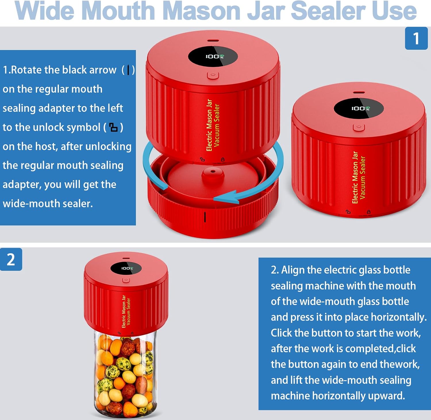 One-Touch Vacuum Sealer for Mason Jars – Easy Food Preservation Machine