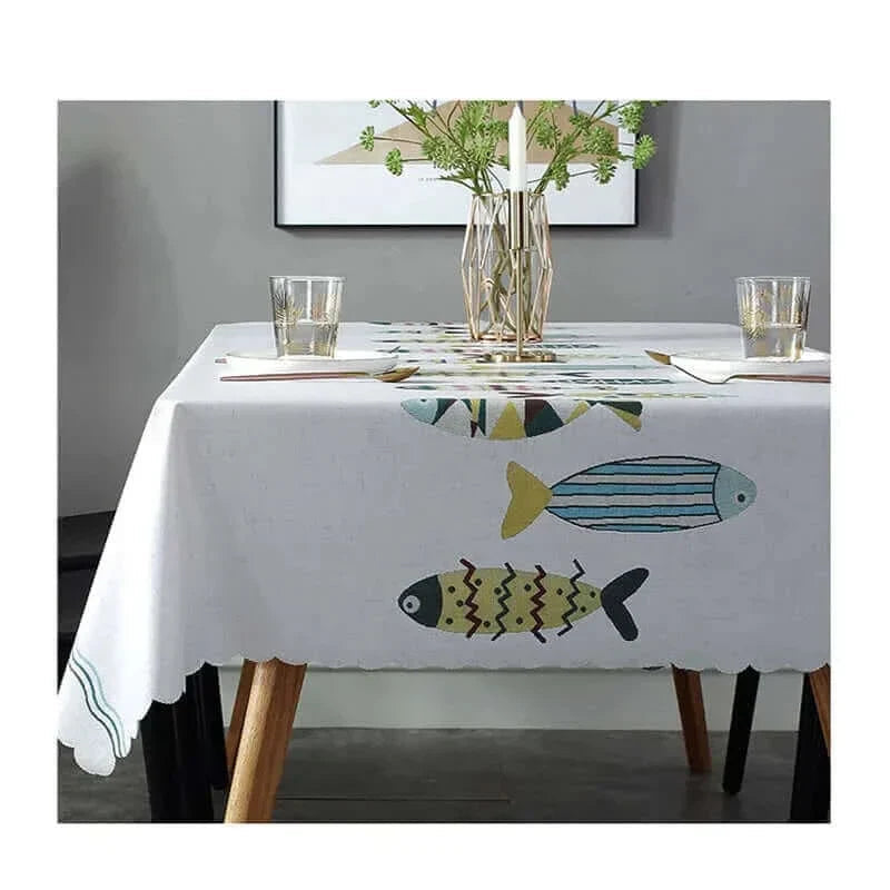 Stylish Tablecloth with Aquatic Design | Durable, Stain-Resistant Oxford Fabric
