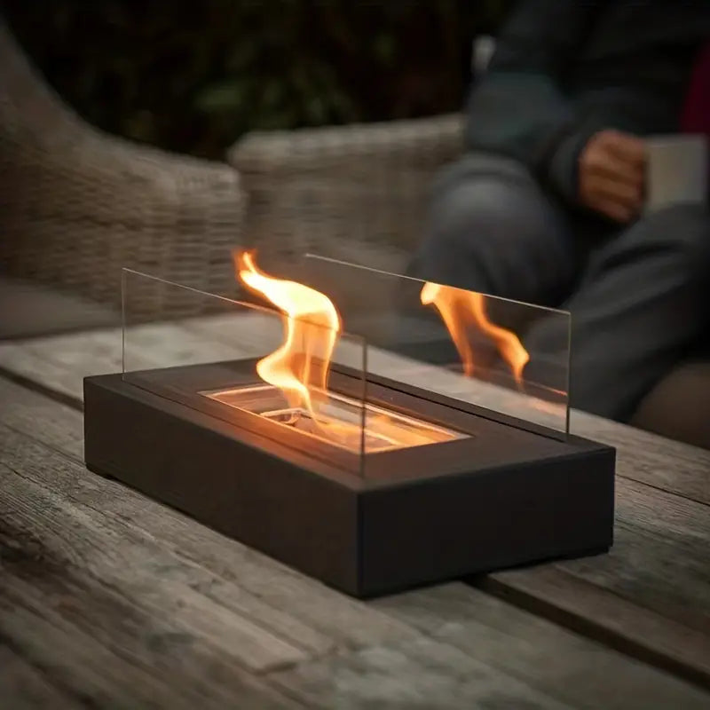 Indoor and Outdoor Smokeless Fire Pit – Stainless Steel and Glass