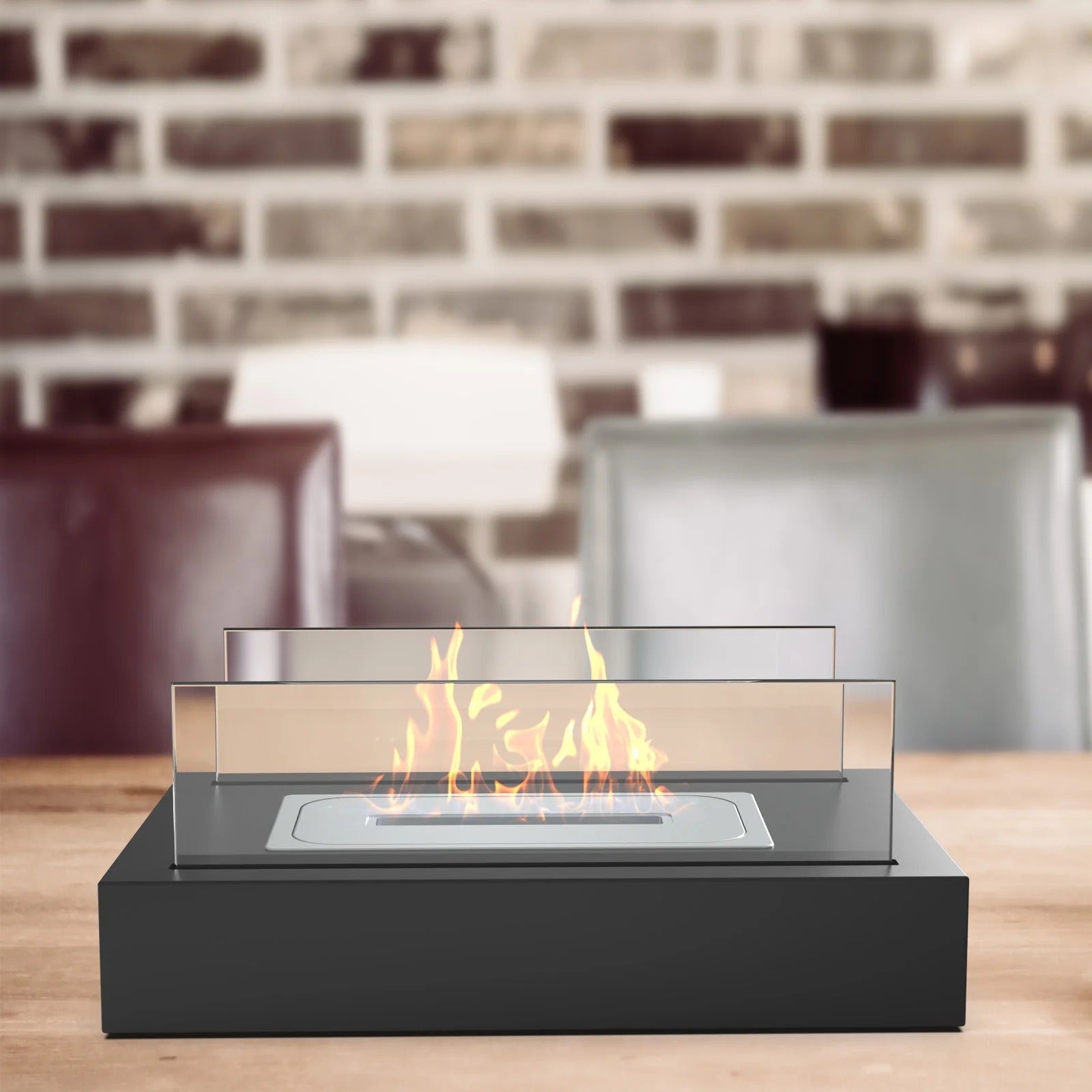 Indoor and Outdoor Smokeless Fire Pit – Stainless Steel and Glass