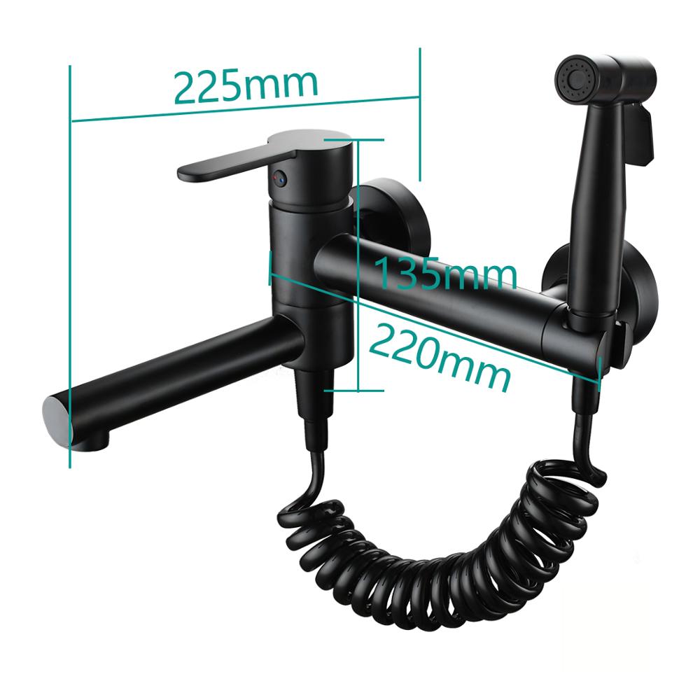 Brass Bathtub Faucet Set with Bidet Sprayer - Wall Mounted Design