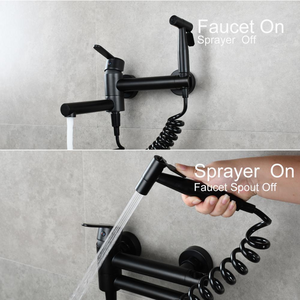 Brass Bathtub Faucet Set with Bidet Sprayer - Wall Mounted Design
