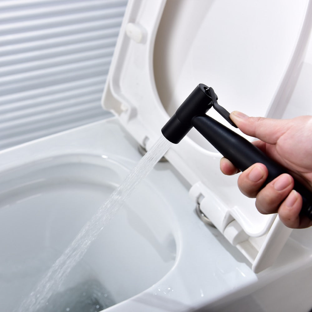 Handheld Brass Bidet Spray with Hot and Cold Mixer - Wall Mounted, Matte Black