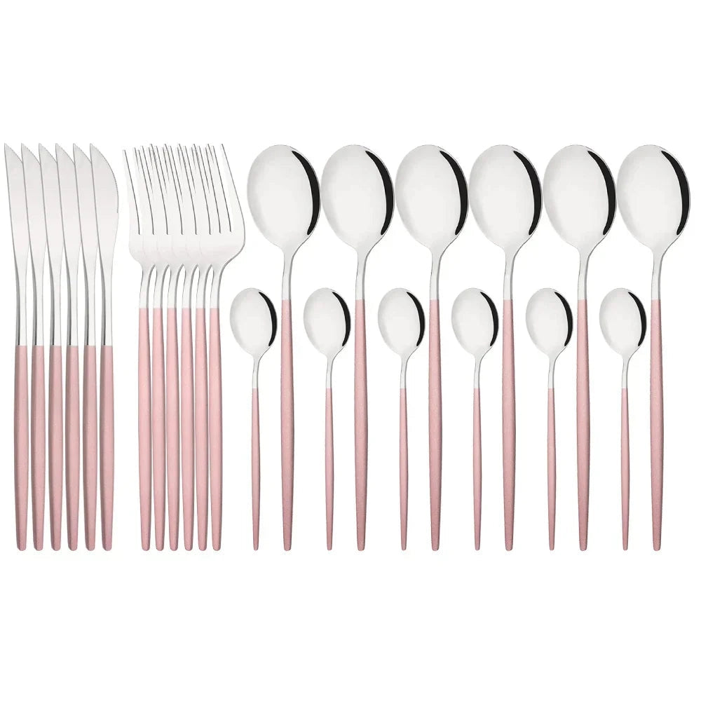 Modern Pink Cutlery Set with Ergonomic Design – Elegant Flatware for All Occasions