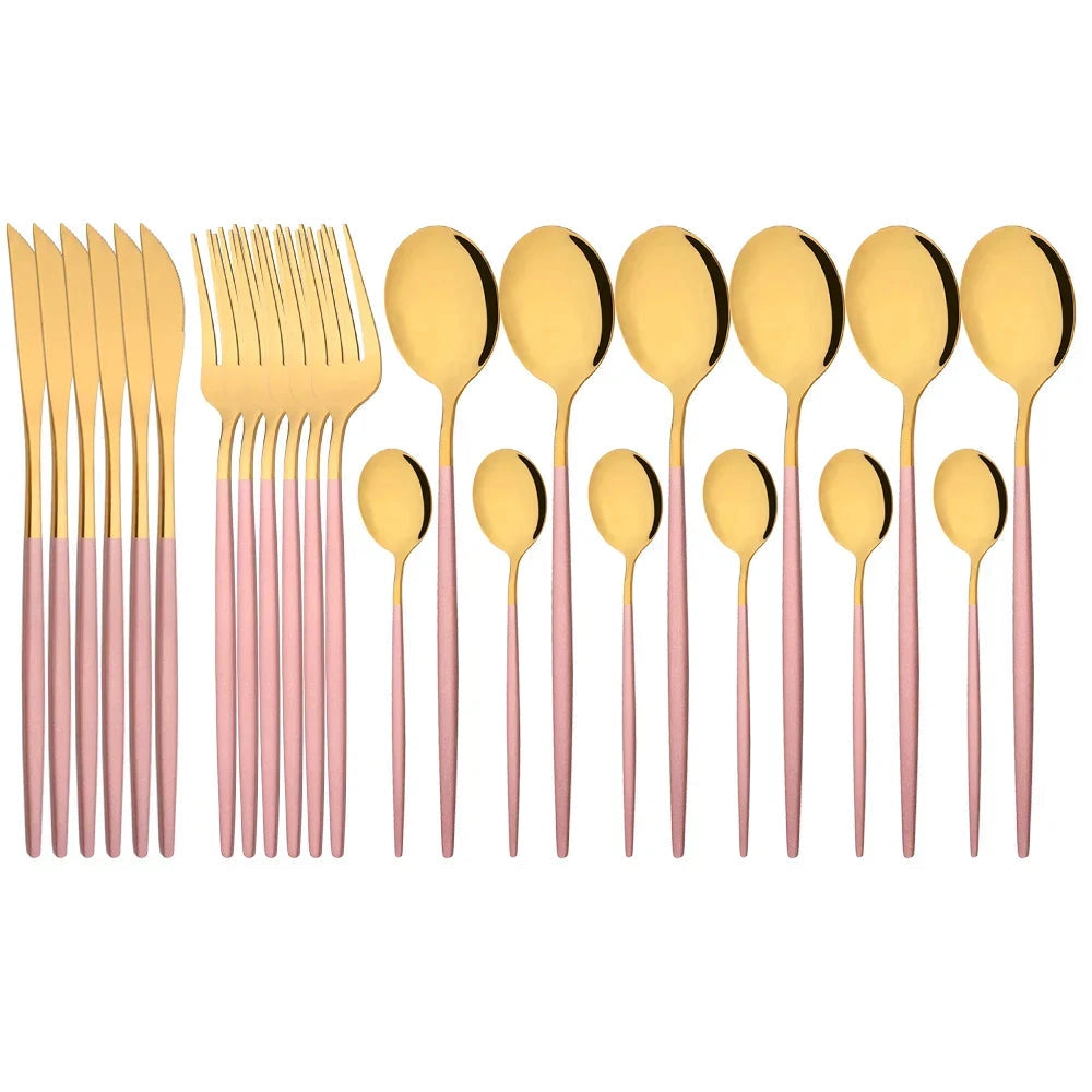 Modern Pink Cutlery Set with Ergonomic Design – Elegant Flatware for All Occasions