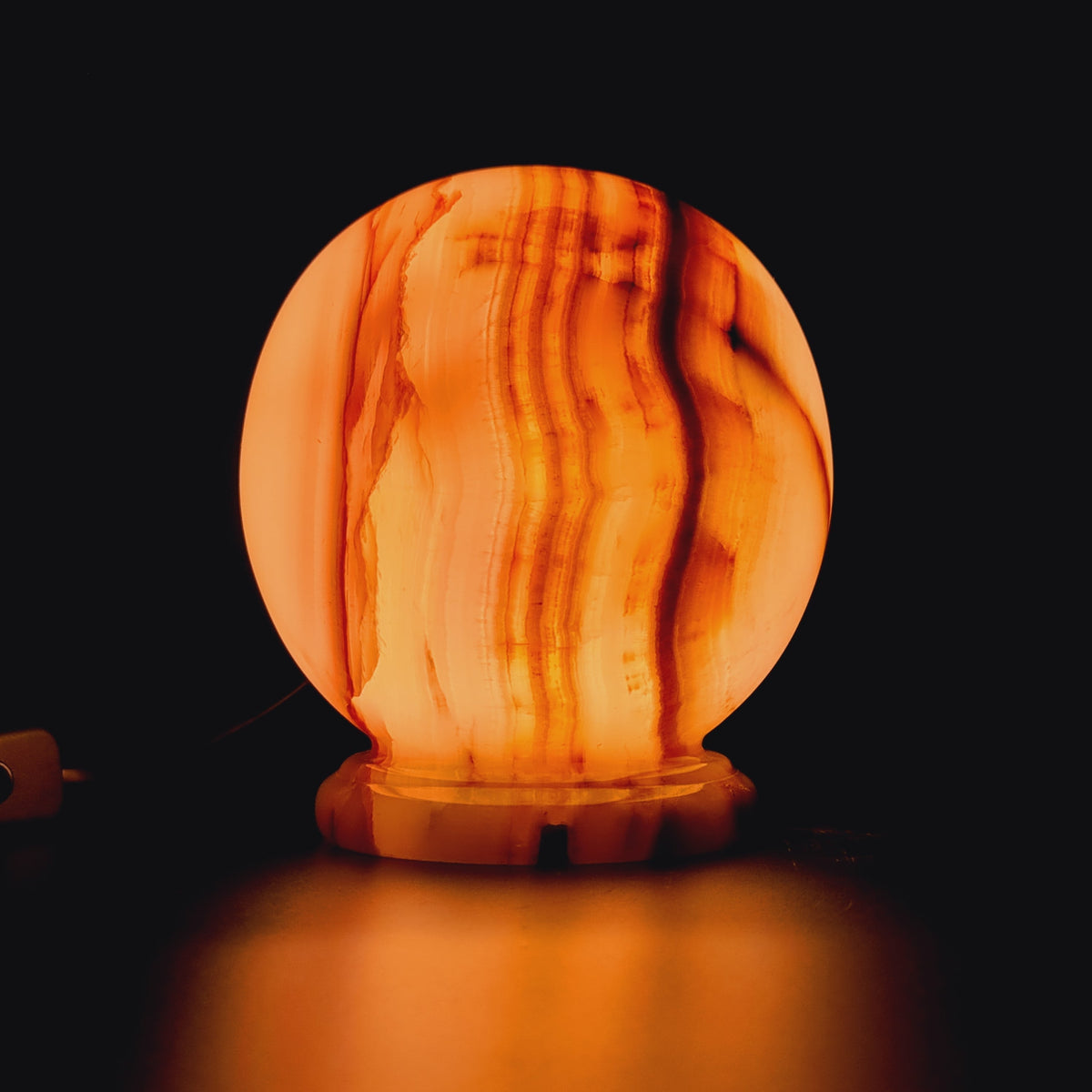 Sophisticated Round Lamp with Stone Aesthetic for Any Space