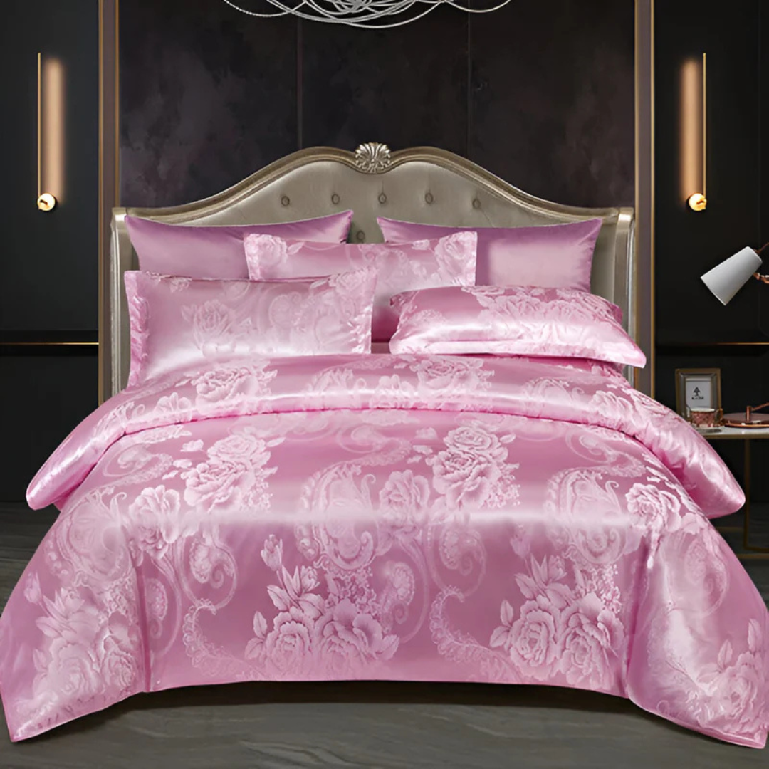 Floral Print Satin Duvet Cover Set – Breathable Comfort for Sleep