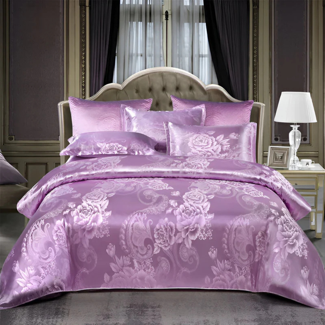 Floral Print Satin Duvet Cover Set – Breathable Comfort for Sleep