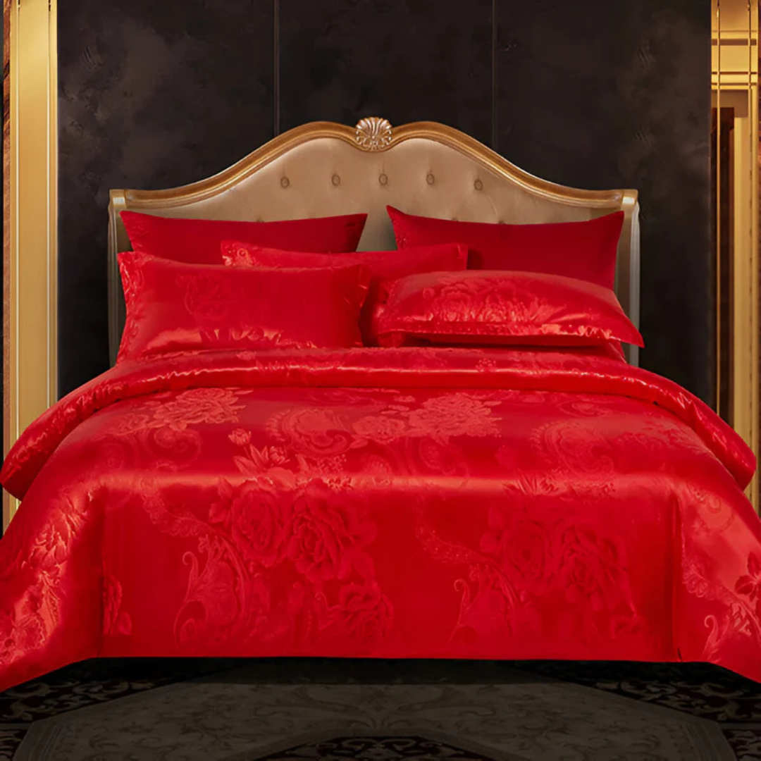 Floral Print Satin Duvet Cover Set – Breathable Comfort for Sleep