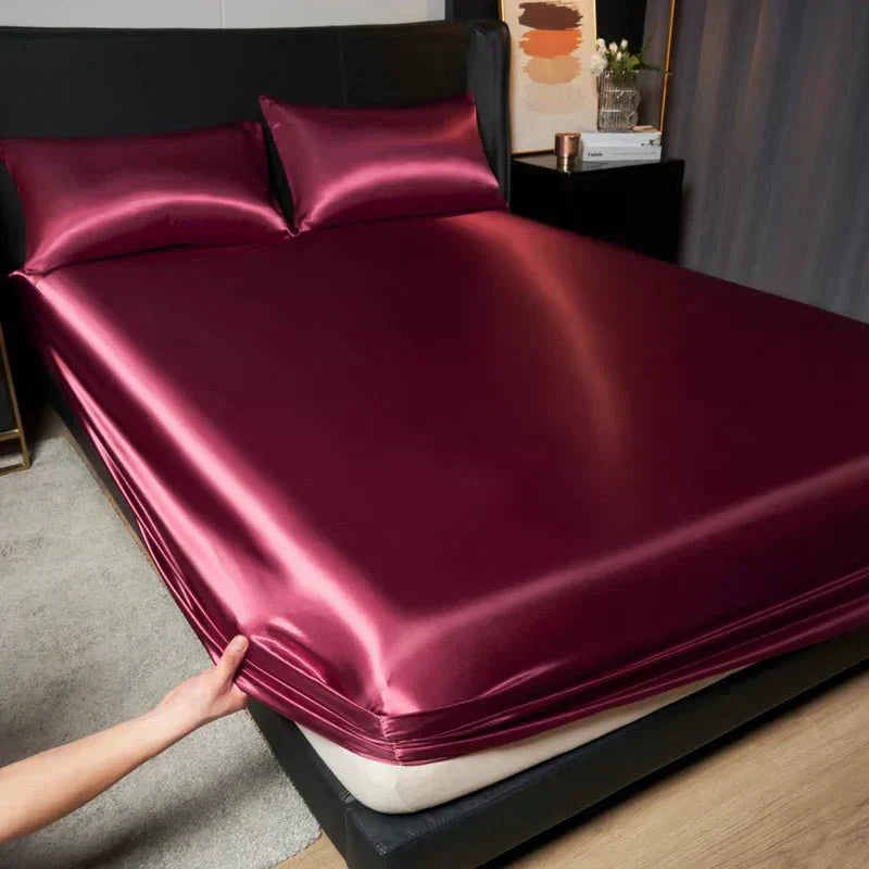 BreezyDream Satin Cooling Fitted Sheet with Secure Fit