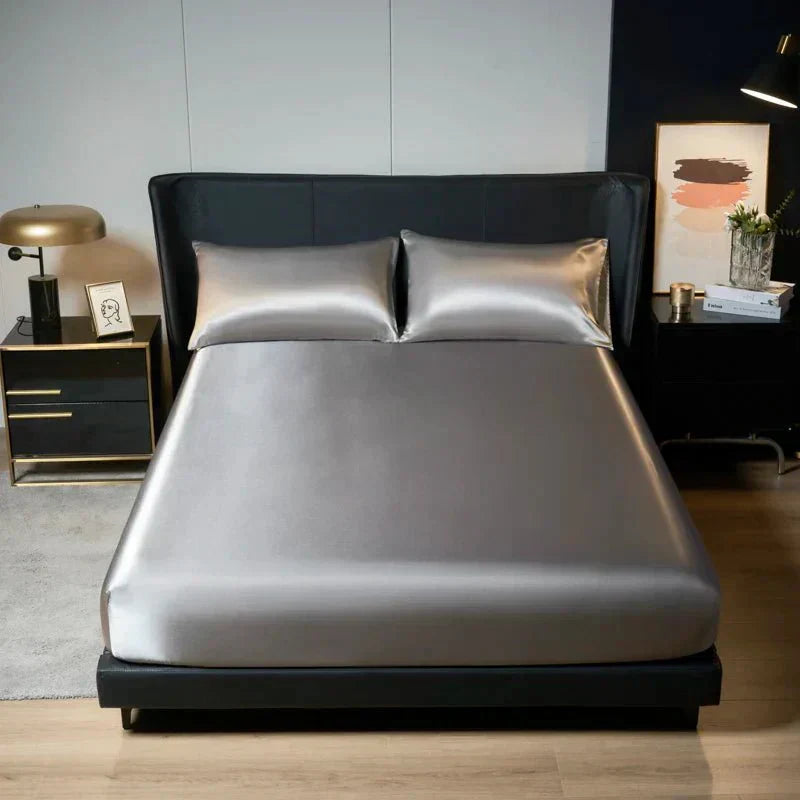 BreezyDream Satin Cooling Fitted Sheet with Secure Fit
