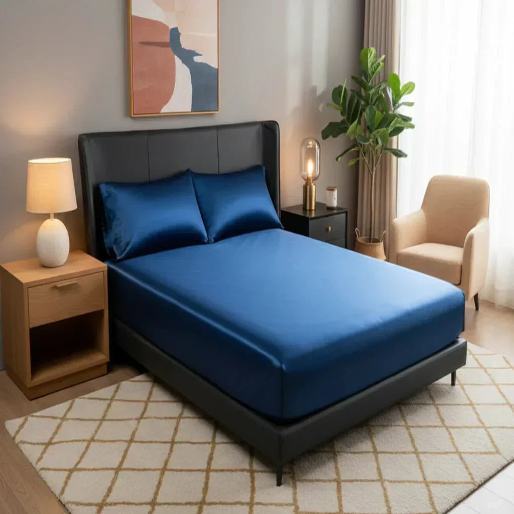 BreezyDream Satin Cooling Fitted Sheet with Secure Fit