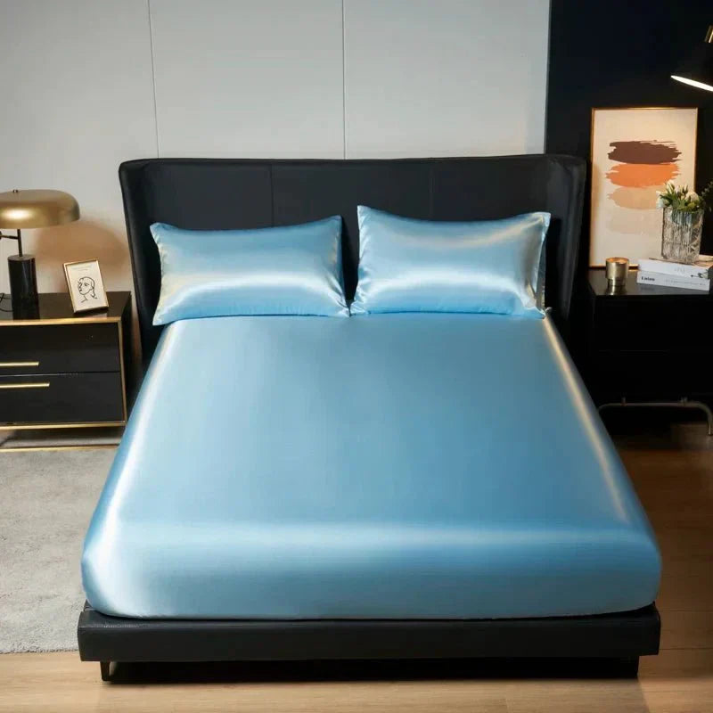 BreezyDream Satin Cooling Fitted Sheet with Secure Fit