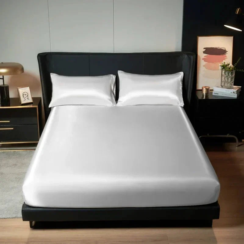 BreezyDream Satin Cooling Fitted Sheet with Secure Fit