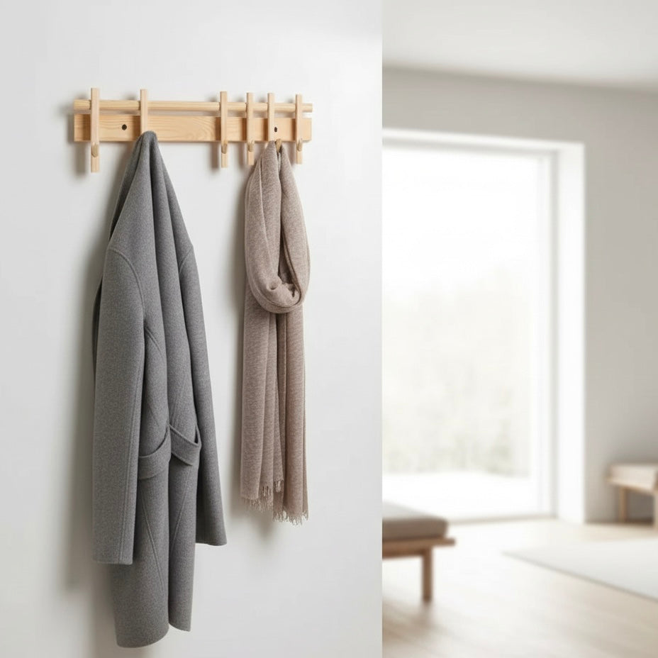 Coat Rack for Wall with 6 Detachable Hooks