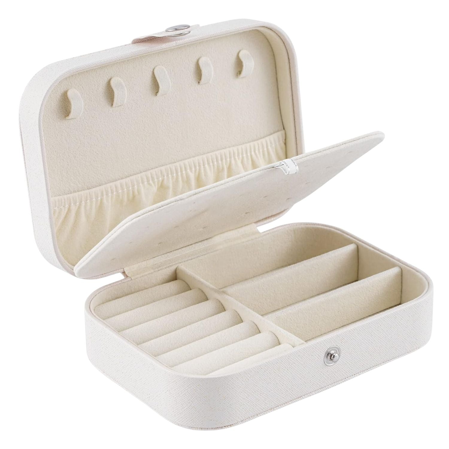 Compact Double Layer Jewelry Organizer with Velvet Interior - 3 Compartments, 16x11x5cm