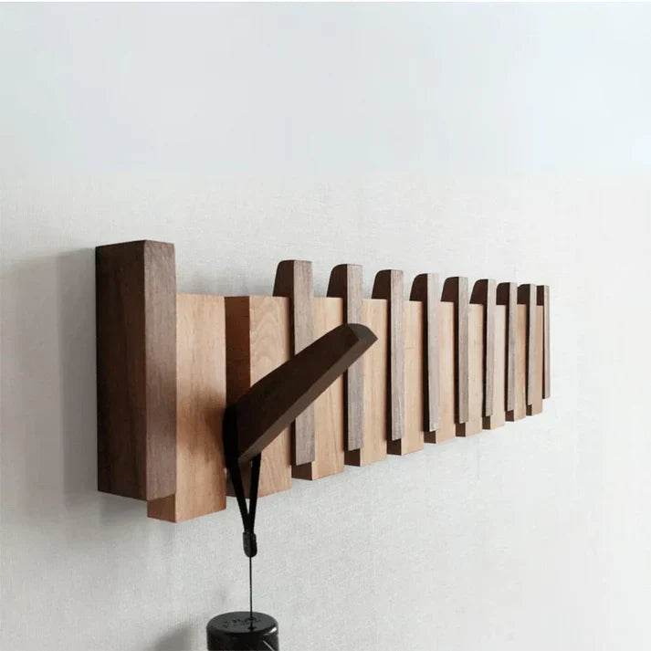 Stylish Coat Rack in Wood with Piano-Inspired Design for Organizing