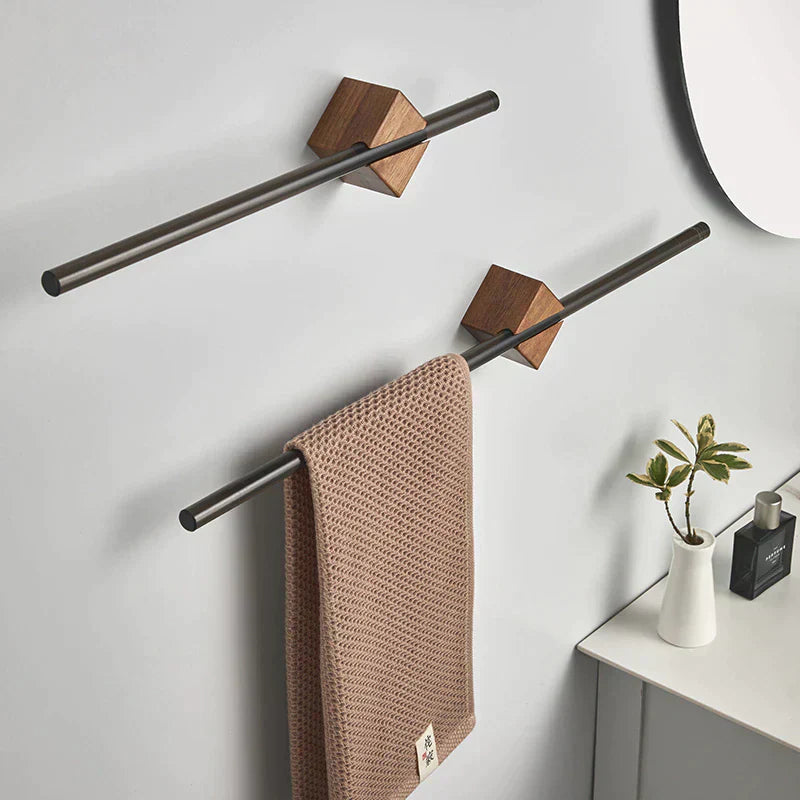 Minimalist Wooden Towel Holder - Space-Saving Rack for Neat Bathrooms