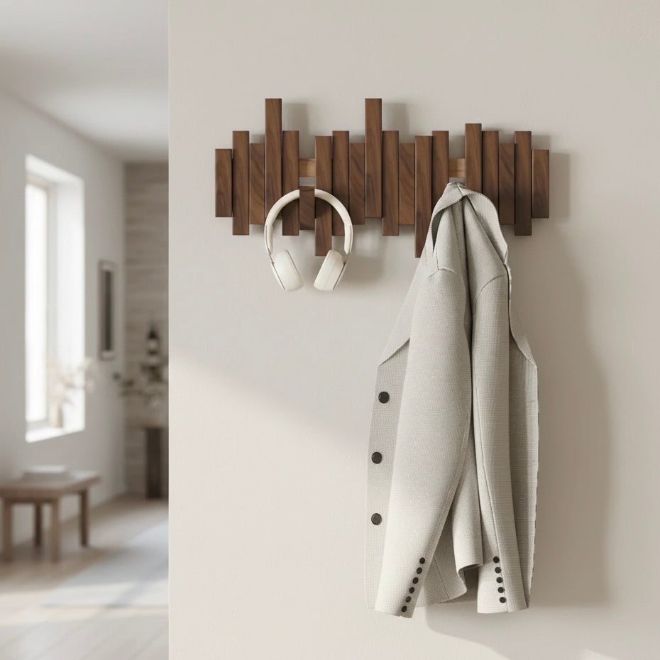 Single Minimalist Wall Hook – Solid Wood, Indoor Use for Entryway & Hallway