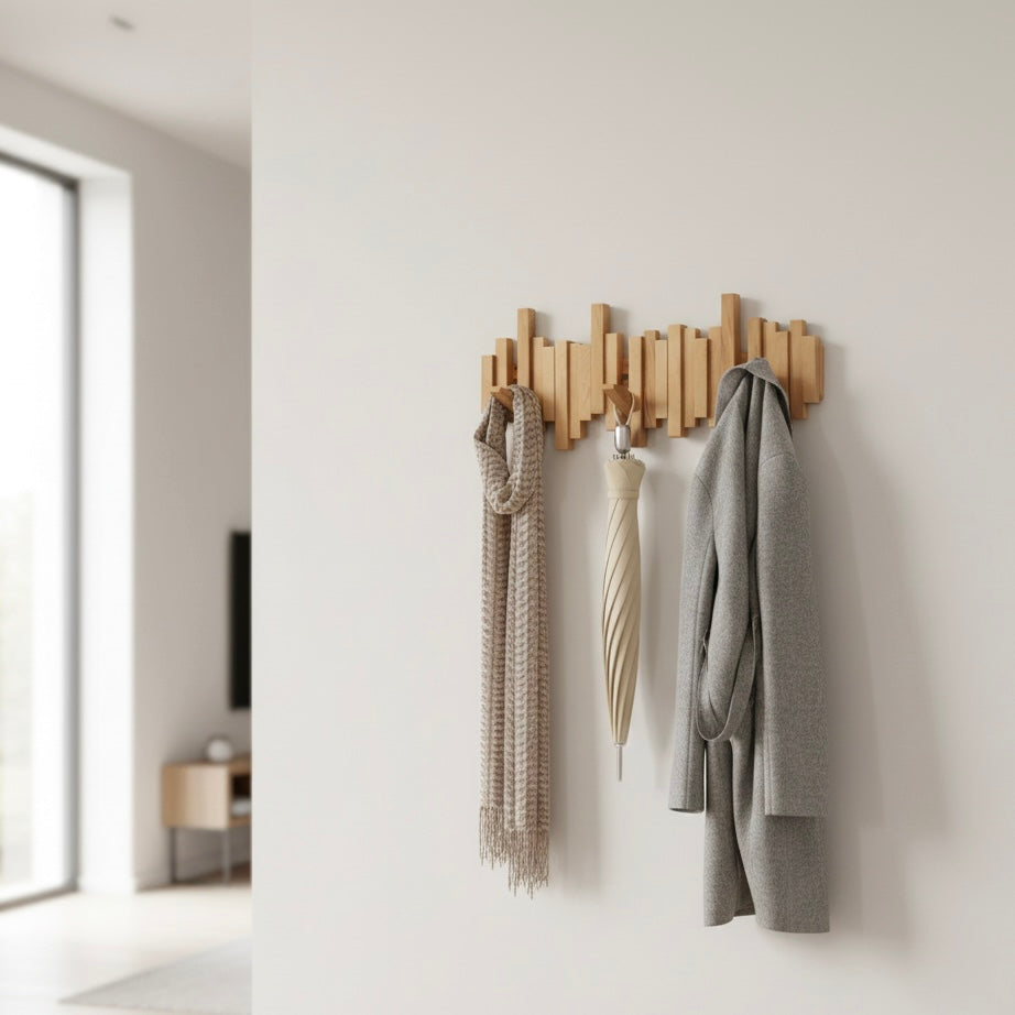 Single Minimalist Wall Hook – Solid Wood, Indoor Use for Entryway & Hallway