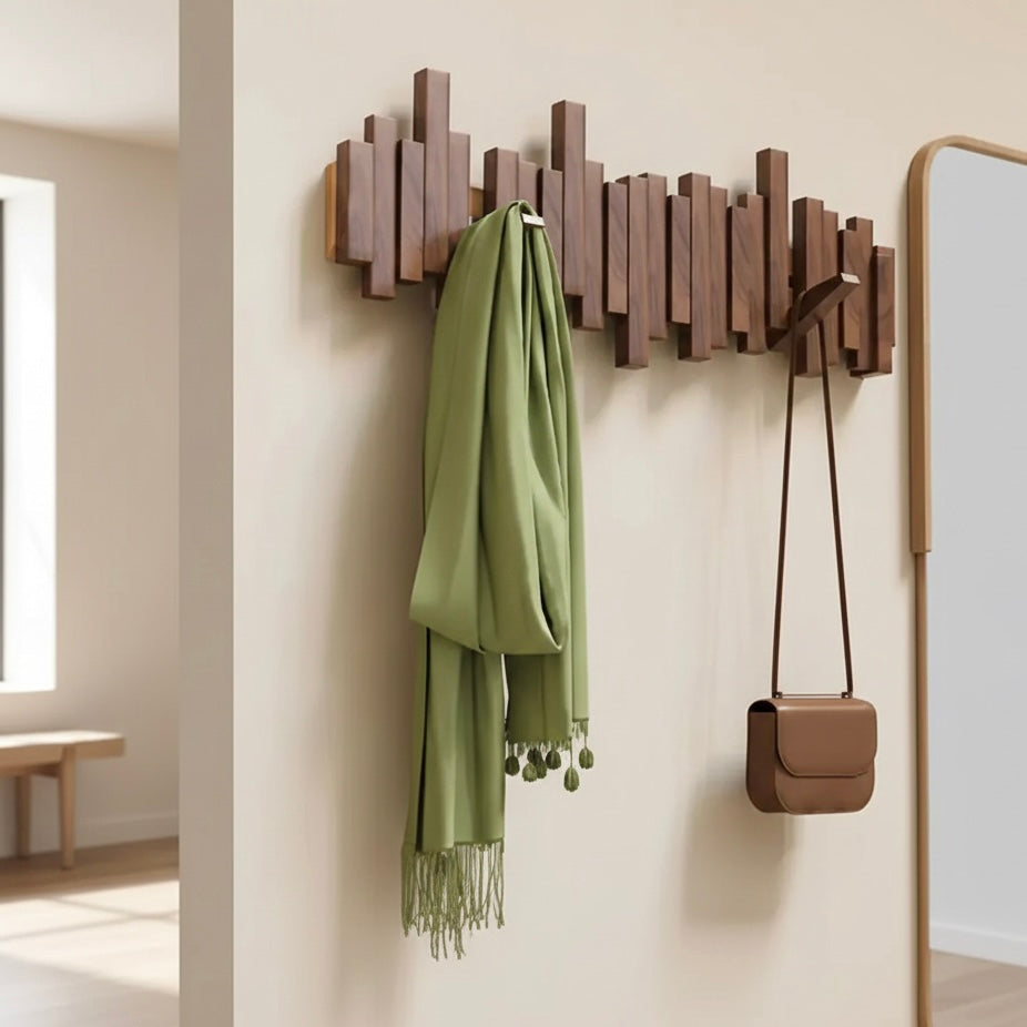 Single Minimalist Wall Hook – Solid Wood, Indoor Use for Entryway & Hallway