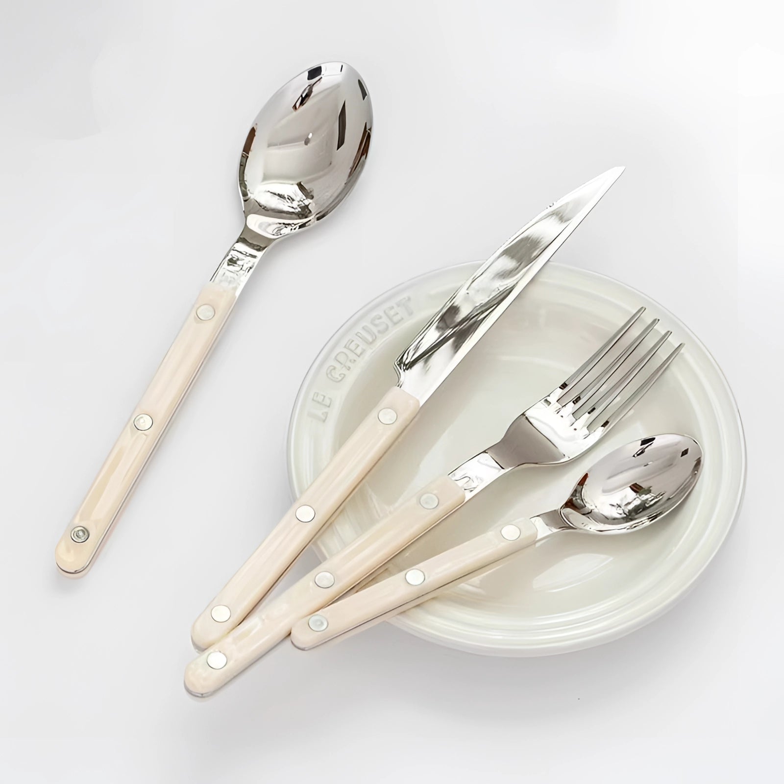 24-Piece Stainless Steel Silverware Set with Contemporary Black Handles