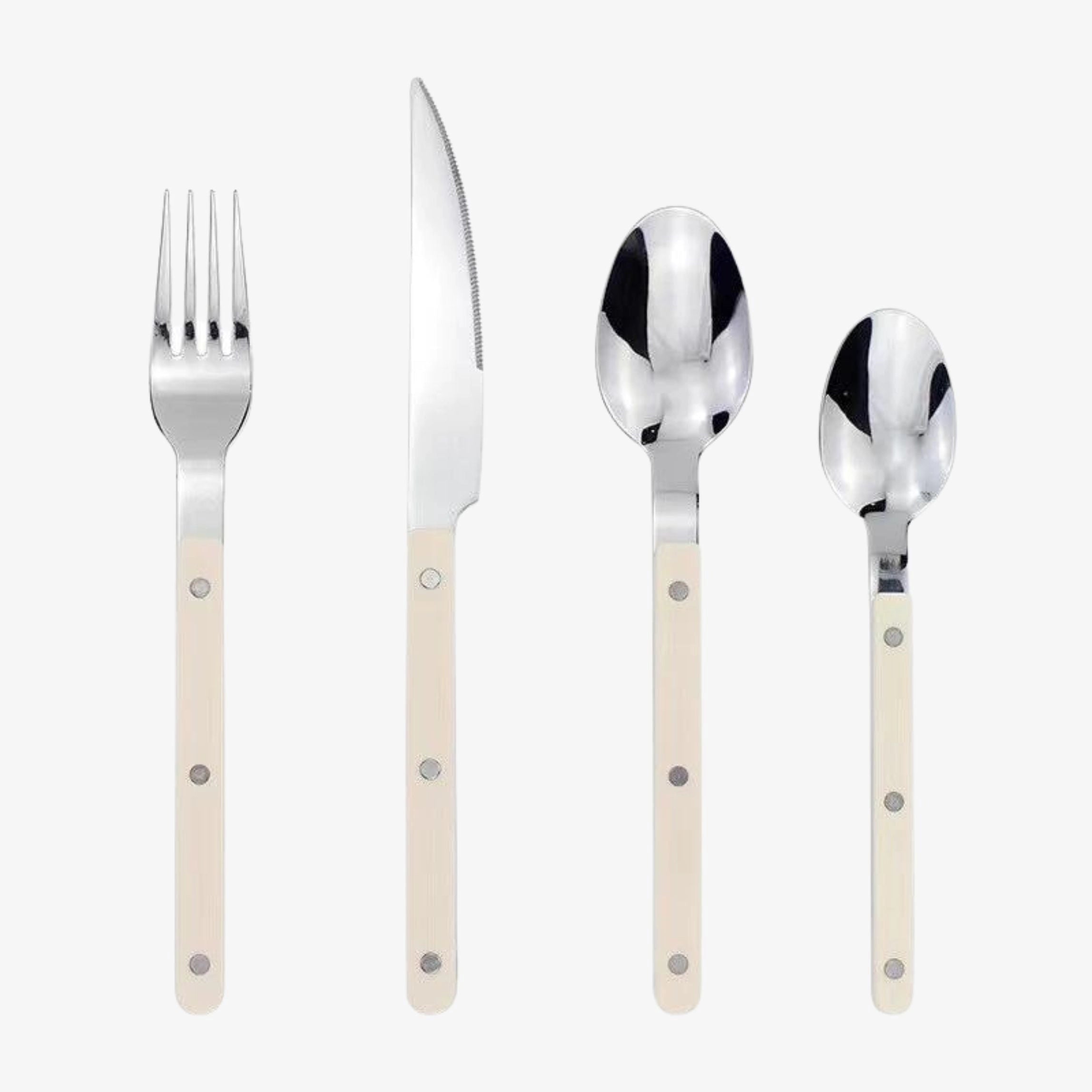 24-Piece Stainless Steel Silverware Set with Contemporary Black Handles