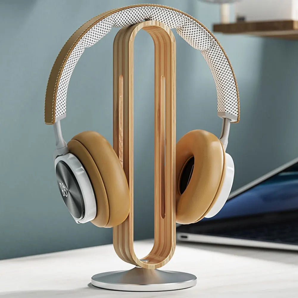 Stylish Wooden Headphone Stand for Desk Organization and Secure Hold