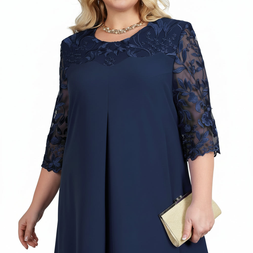 Starlight Elegance Plus-Size Embroidered Evening Gown