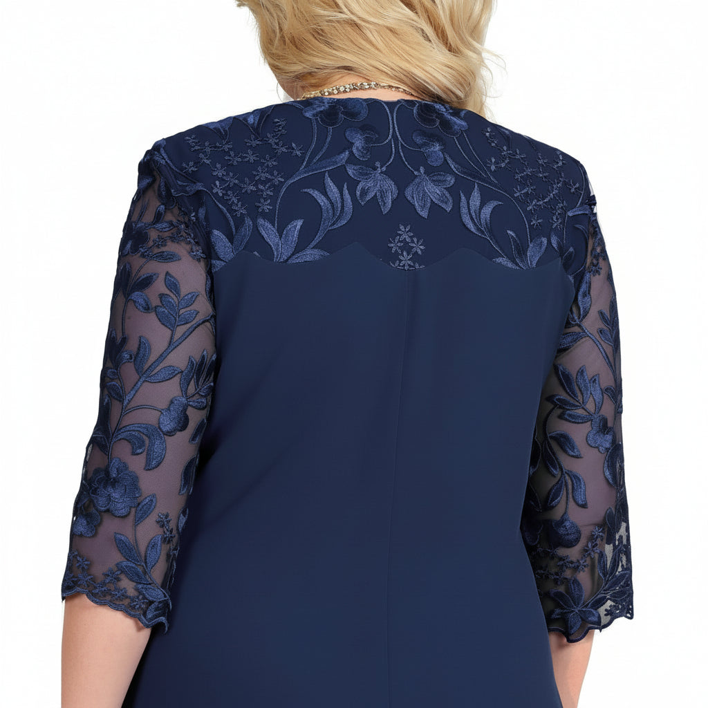 Starlight Elegance Plus-Size Embroidered Evening Gown