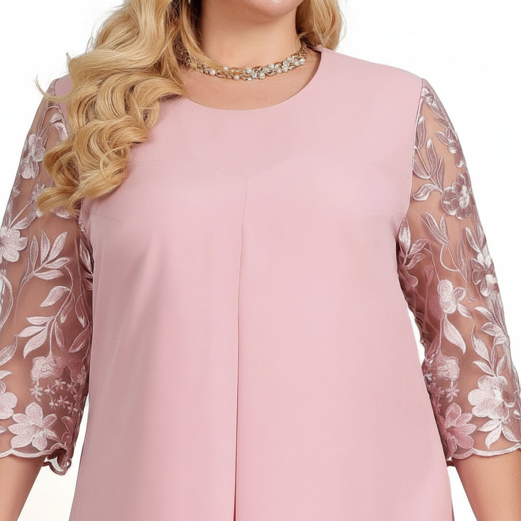 Starlight Elegance Plus-Size Embroidered Evening Gown