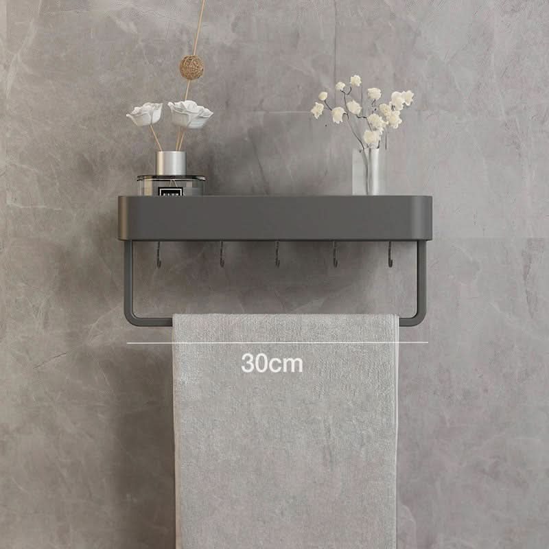 Elegant Wall-Mounted Bathroom Shelf with Towel Rack - Easy Install