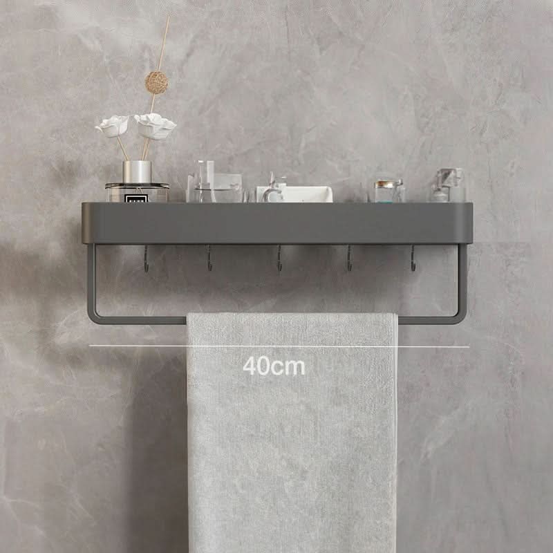 Elegant Wall-Mounted Bathroom Shelf with Towel Rack - Easy Install