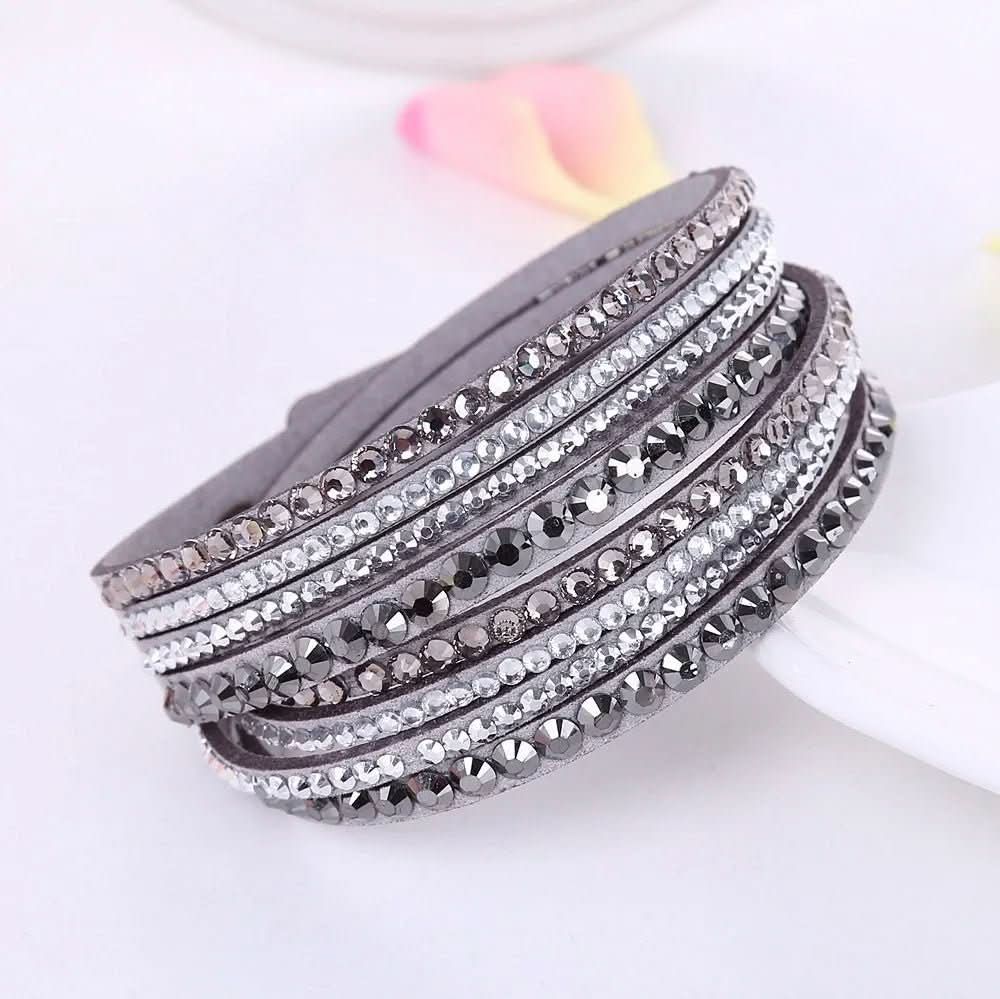 Chic Crystal-Embellished Wrap Bracelet for Women