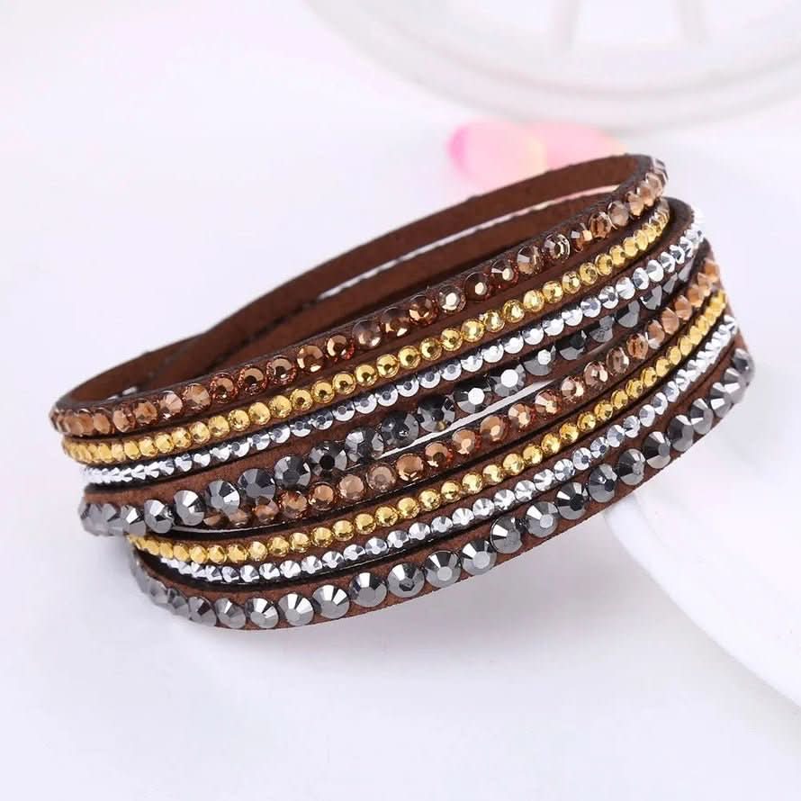 Chic Crystal-Embellished Wrap Bracelet for Women