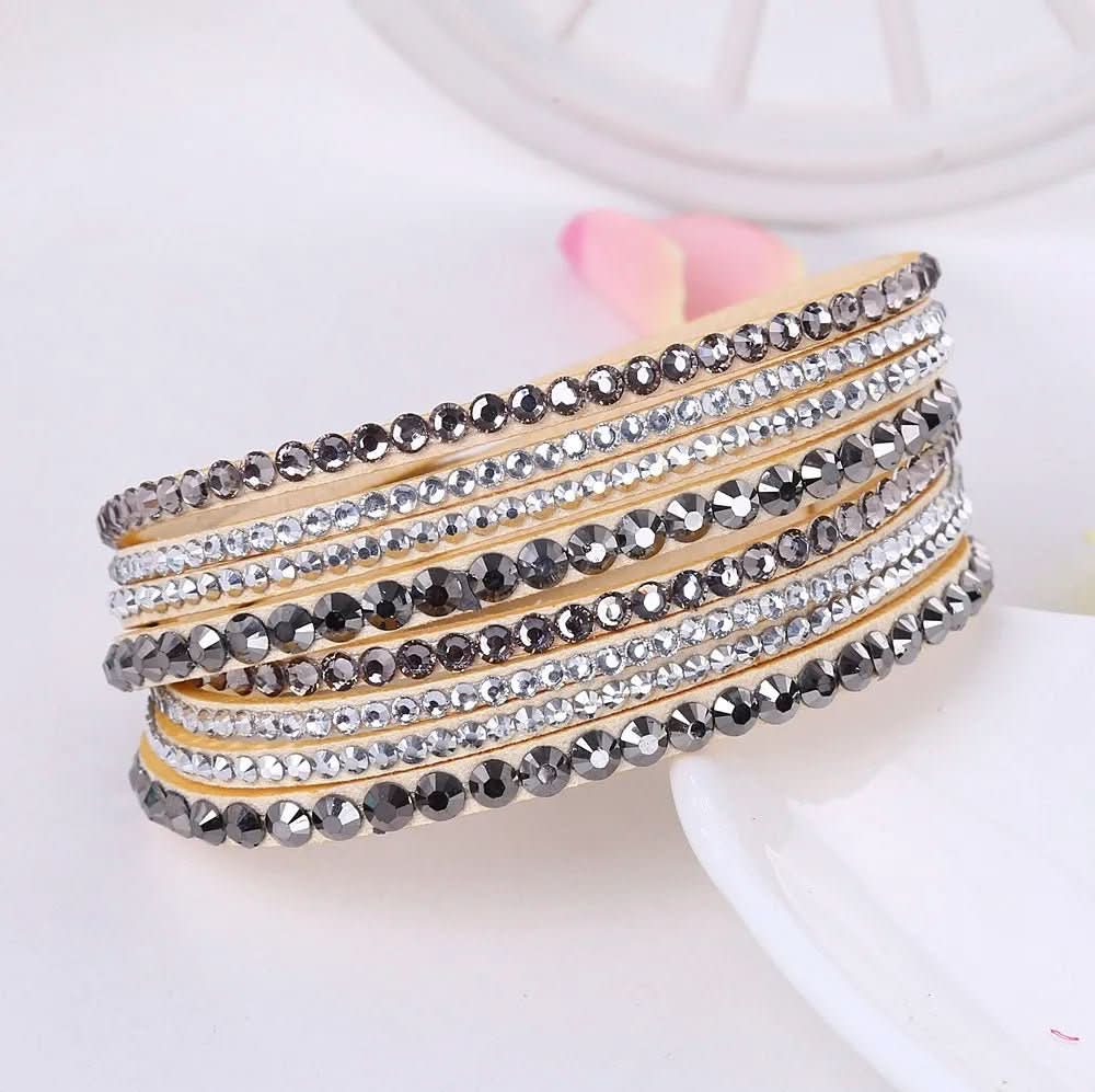 Chic Crystal-Embellished Wrap Bracelet for Women