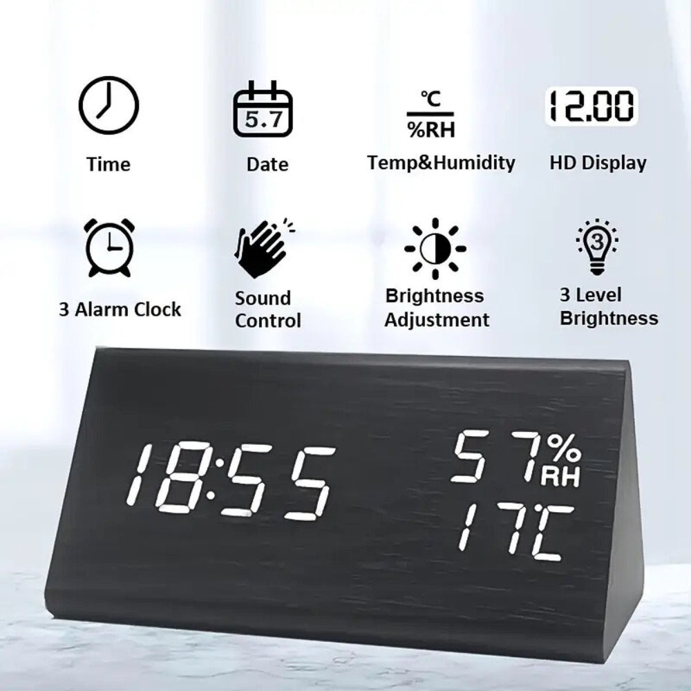 TimberGlow – Stylish LED Alarm Clock with Smart Features