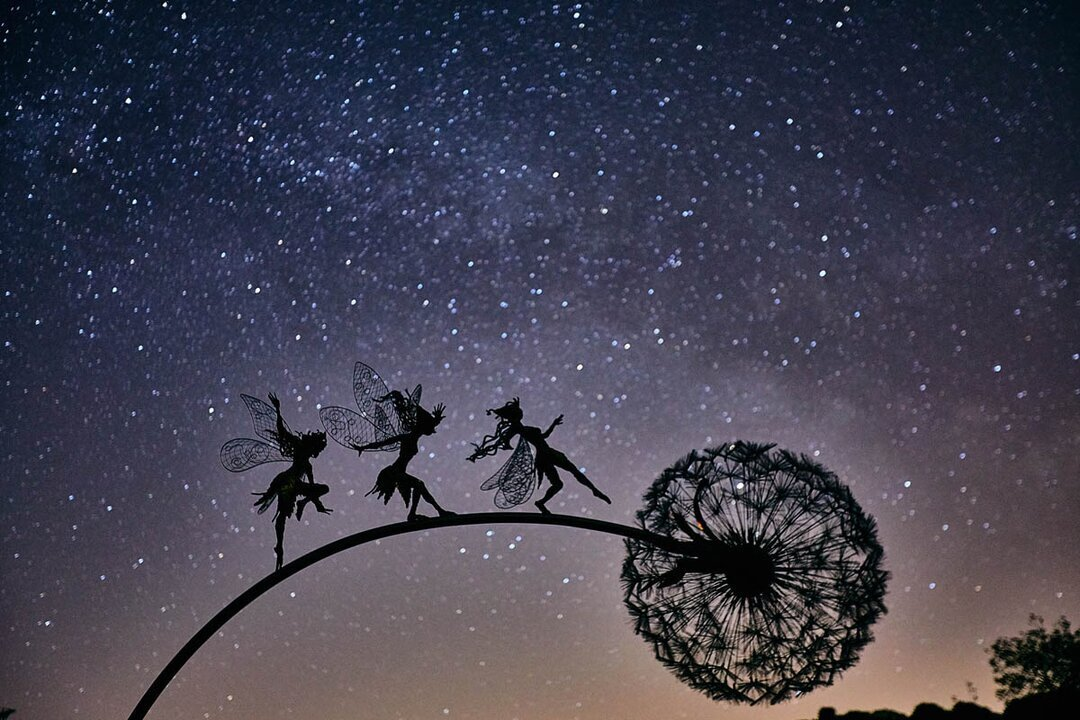 Whimsical Outdoor Wall Art | Unique Dandelion Fairy Garden Ornaments