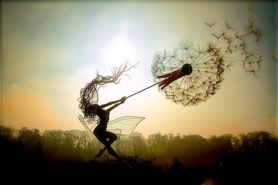 Whimsical Outdoor Wall Art | Unique Dandelion Fairy Garden Ornaments