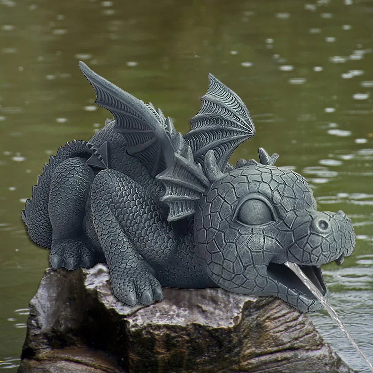 Realistic Water-Spraying Dragon Statue – Weatherproof Outdoor Fountain