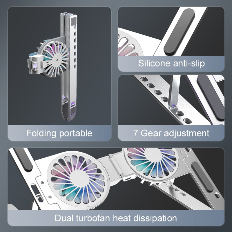 Adjustable Laptop Desk Stand with Cooling Fan for Comfort