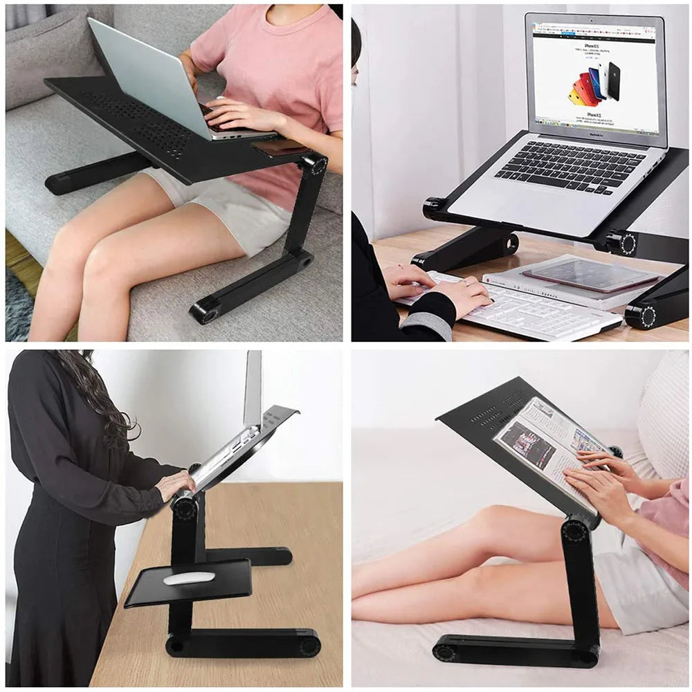 Adjustable Laptop Desk Stand with 360° Rotation and Built-in Cooling Fan