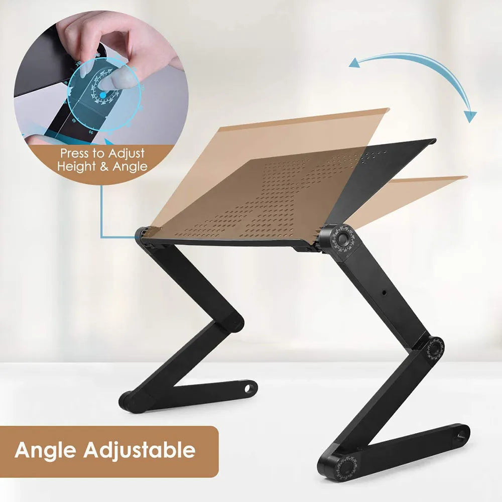 Adjustable Laptop Desk Stand with 360° Rotation and Built-in Cooling Fan