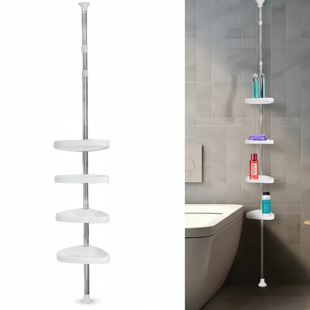 Space-Saving Corner Shower Organizer with Adjustable Shelves